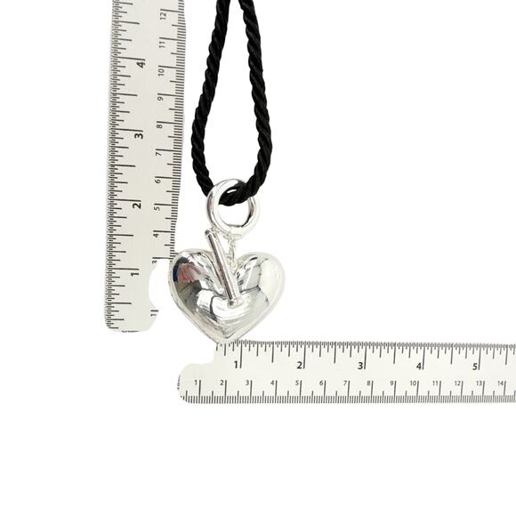 TIMELESS PEARLY Black Cord Necklace with Silver Heart - Picture 7 of 7